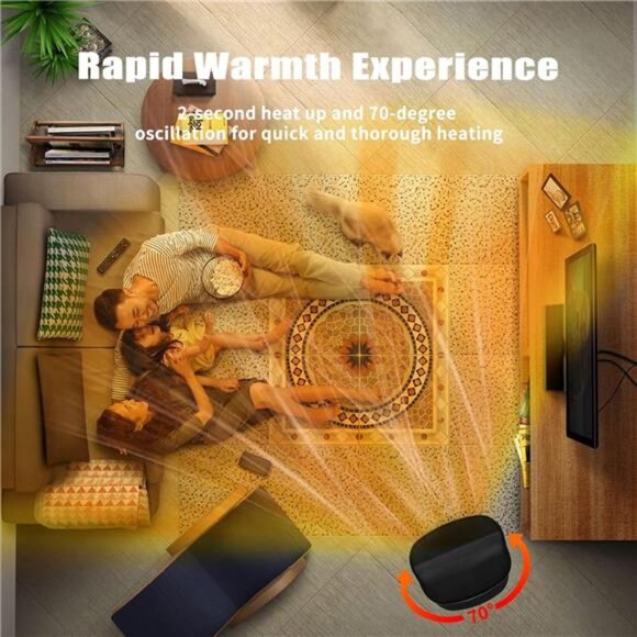 Portable Space Heater Indoor–Fast Heating, PTC Ceramic Heating with Remote - Picture 4 of 8